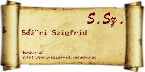 Sári Szigfrid névjegykártya